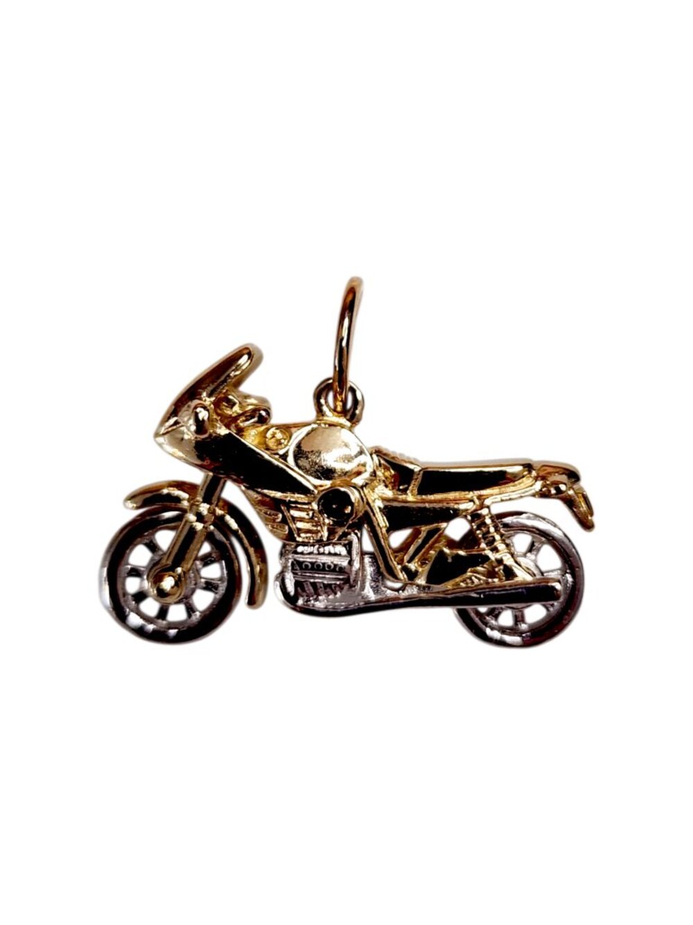 14K Yellow and White Gold Two Tone Motorcycle Charm #25539